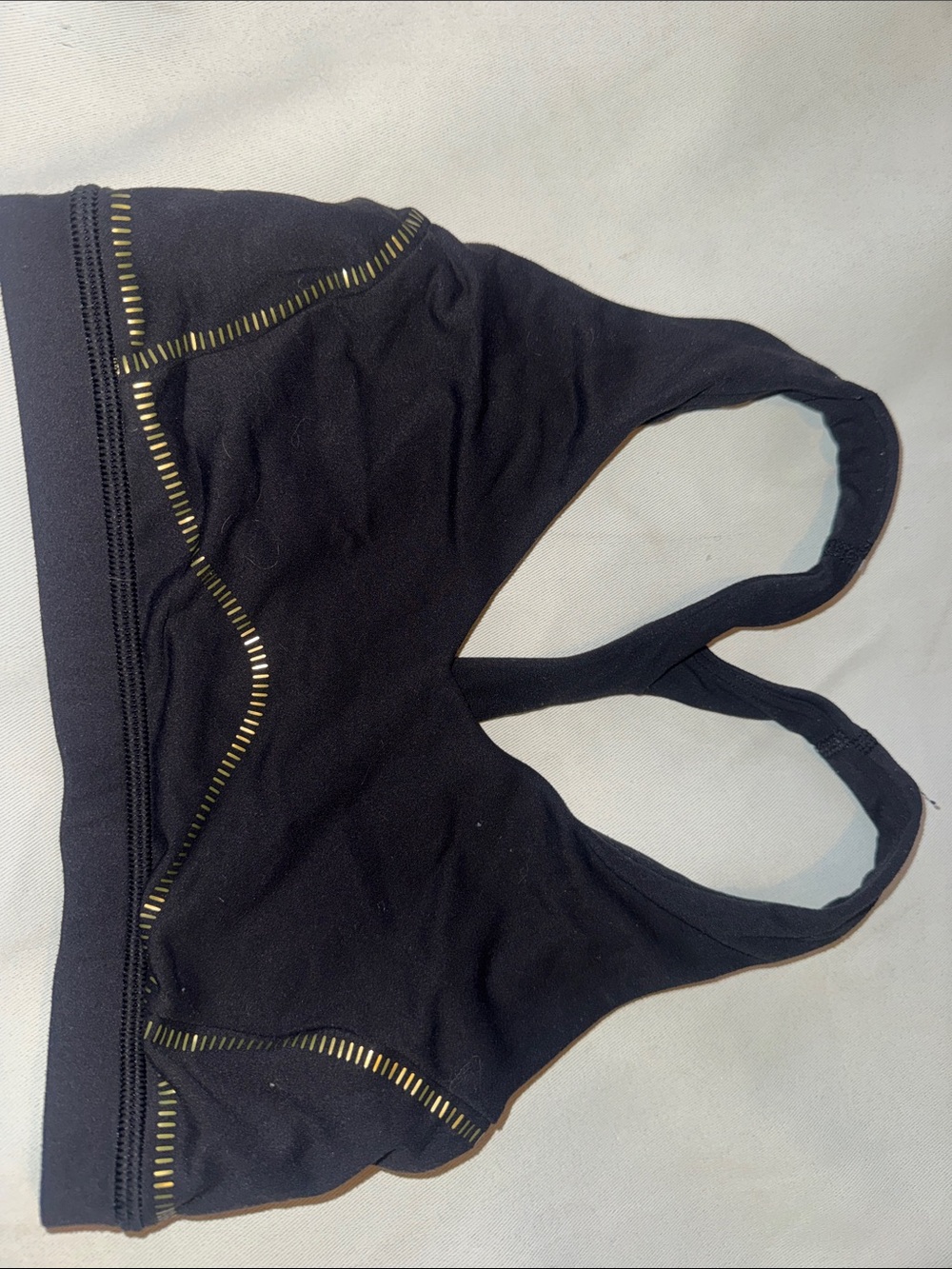 lululemon athletica Black Racerback Sports Bralette with Gold Stitching